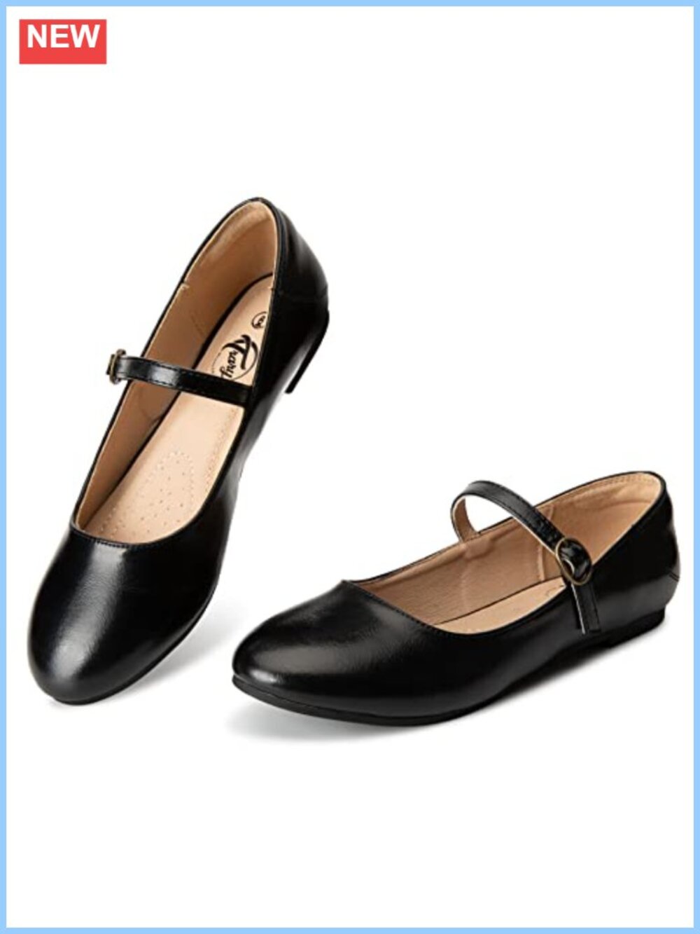 Mary Jane Shoes Women Round Toe Ballet Flats Adjustable Buckle Strap Dress Flats
